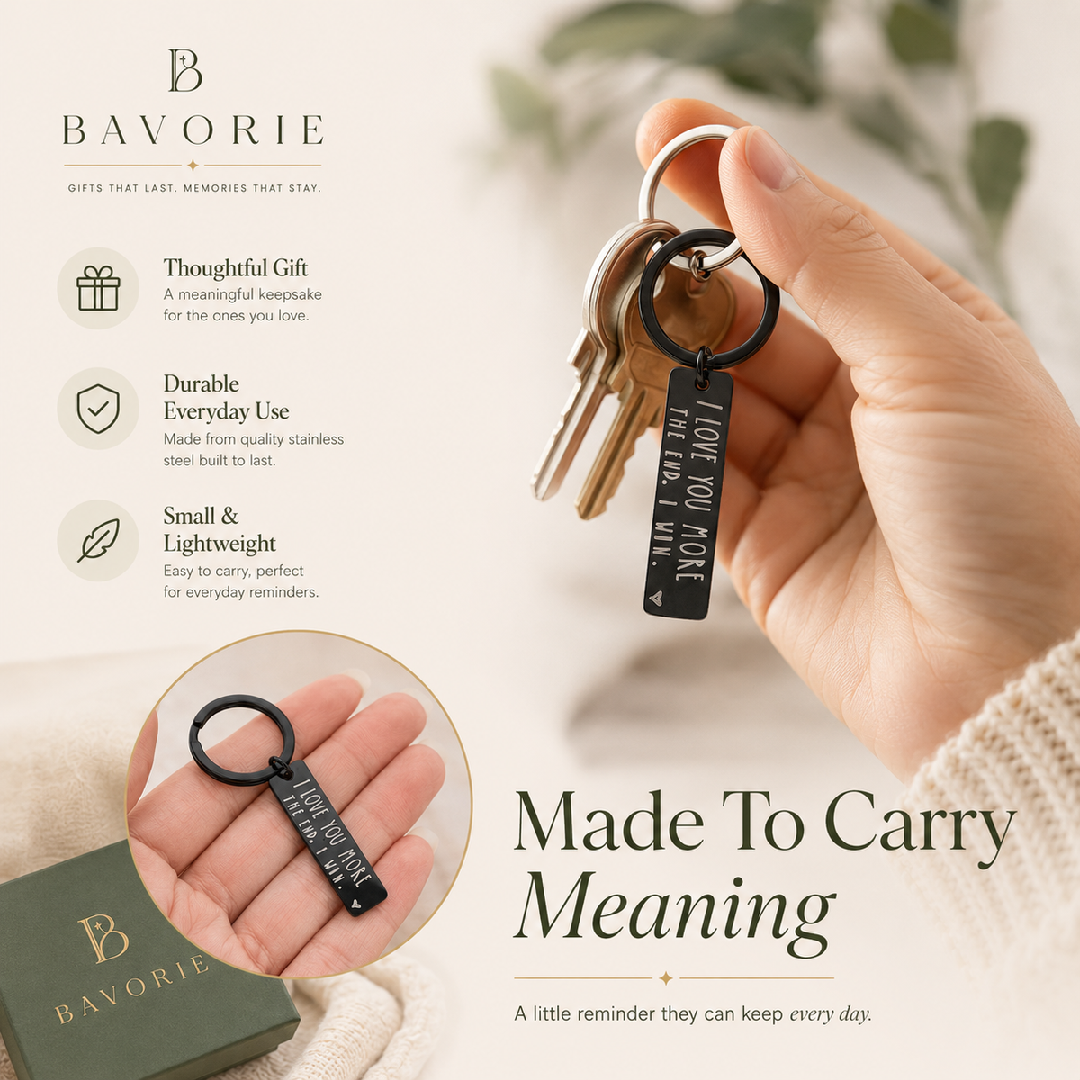 Bavorie Love You More Keepsake Keychain