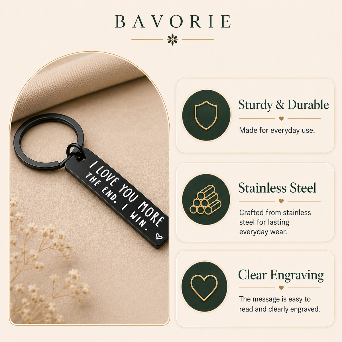 Bavorie Love You More Keepsake Keychain