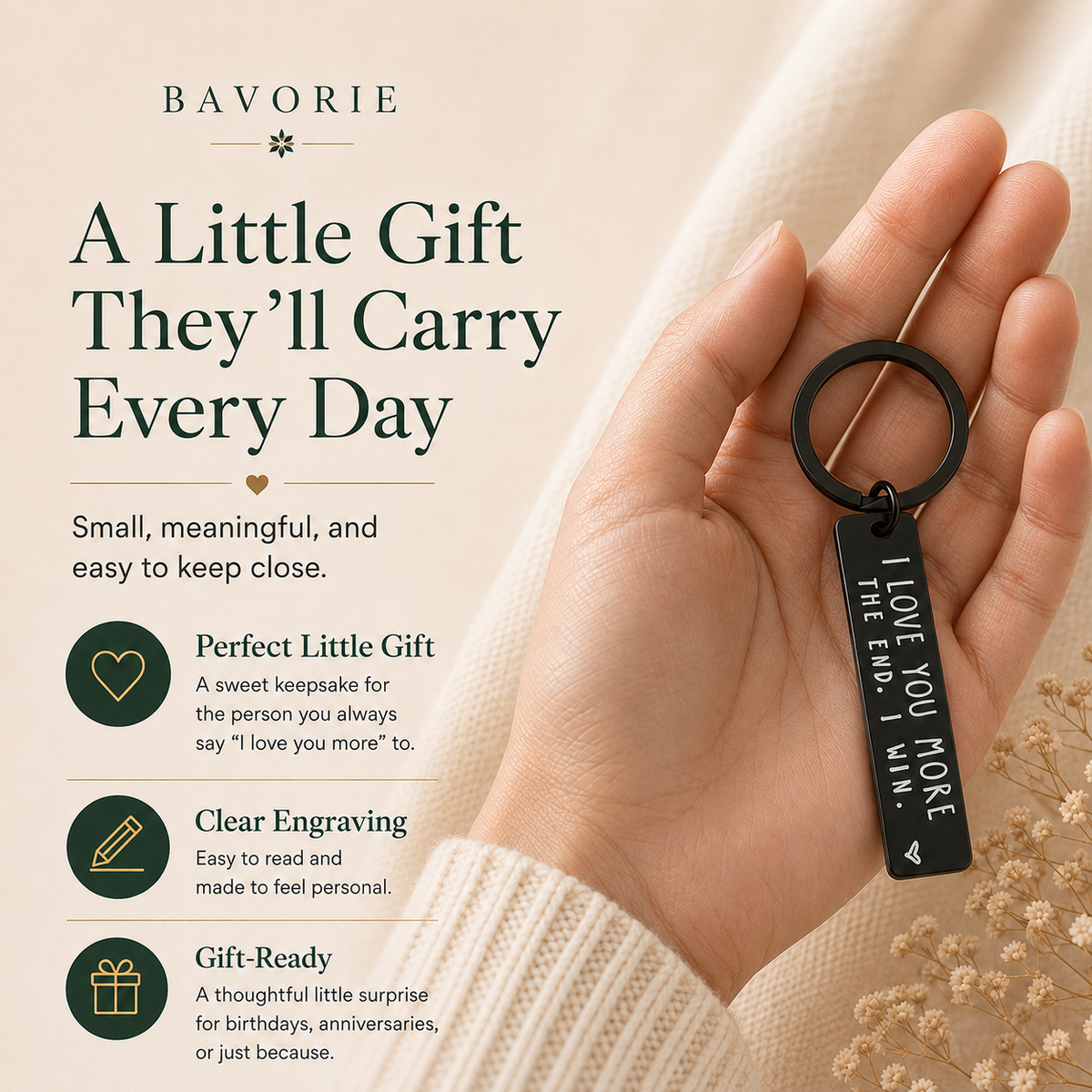 Bavorie Love You More Keepsake Keychain